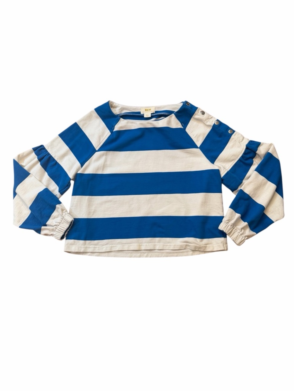 Maeve Anthropologie French Terry Striped Cropped Sweatshirt